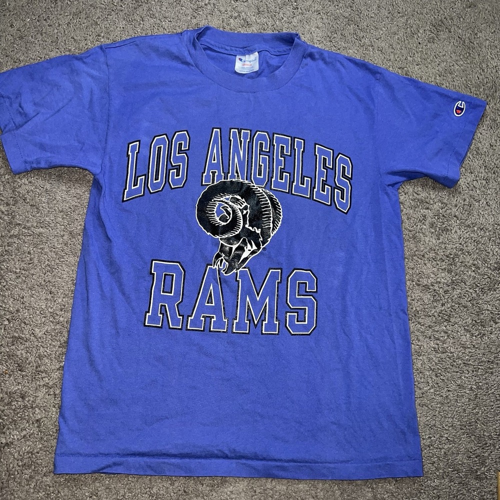 Vintage Champion 80s LA Rams NFL Graphic Tee Mens M Blue